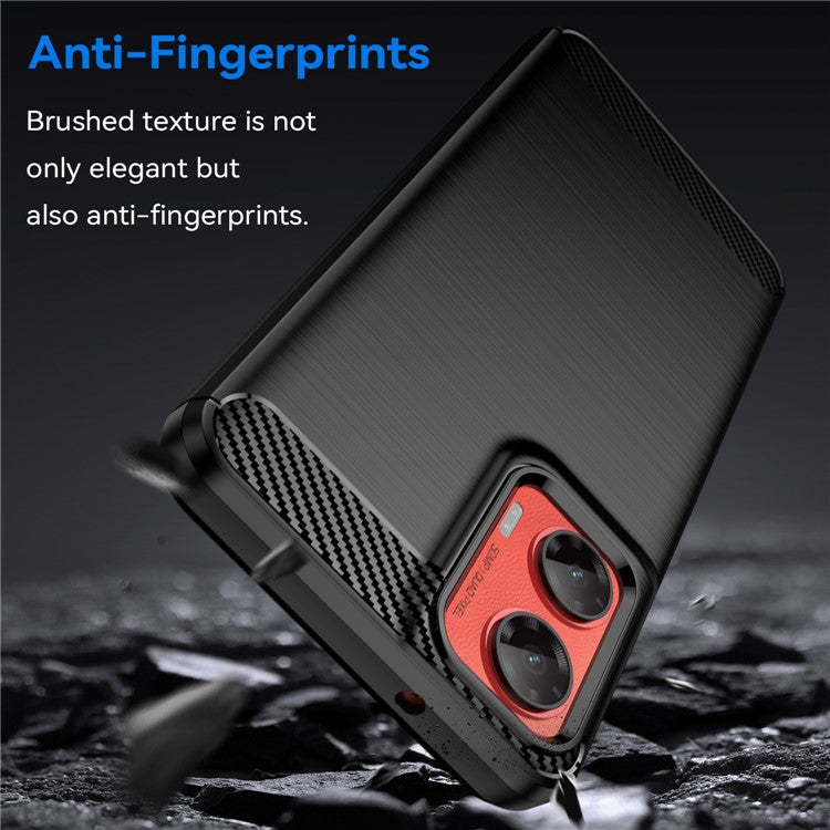 For Motorola Moto G35 5G Case Carbon Fiber Texture TPU Brushed Phone Cover - Black