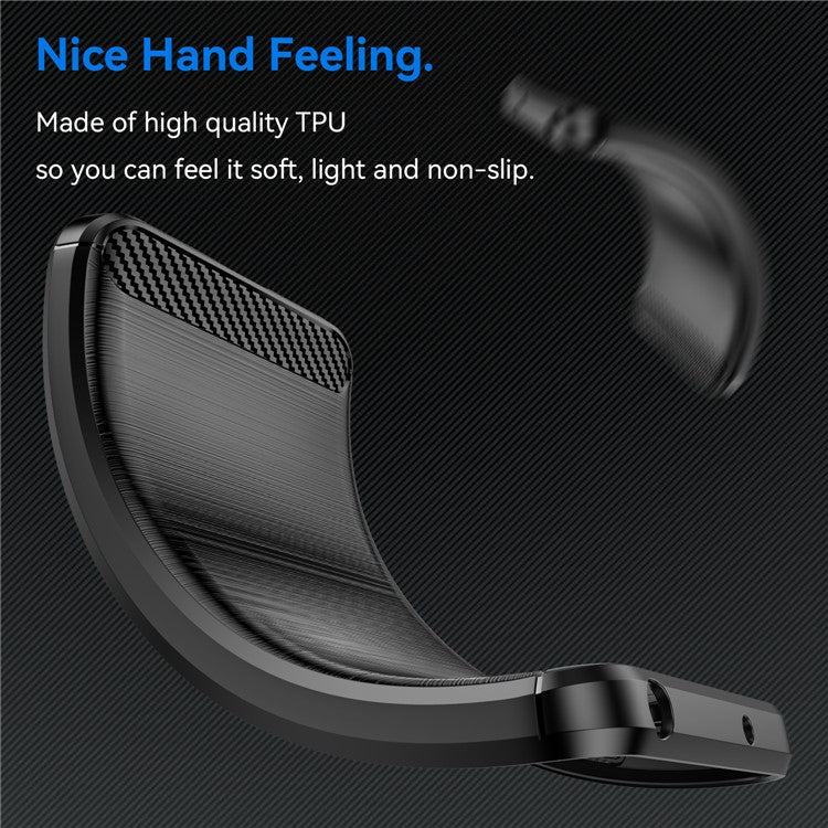 For Motorola Moto G35 5G Case Carbon Fiber Texture TPU Brushed Phone Cover - Black