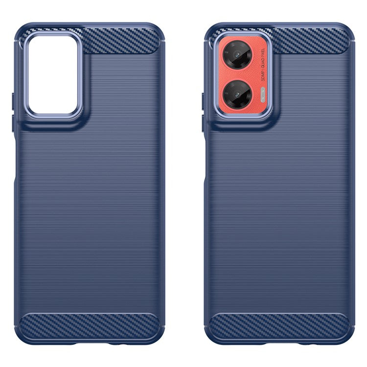 For Motorola Moto G35 5G Case Carbon Fiber Texture TPU Brushed Phone Cover - Blue