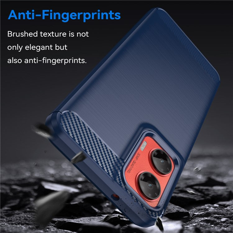 For Motorola Moto G35 5G Case Carbon Fiber Texture TPU Brushed Phone Cover - Blue
