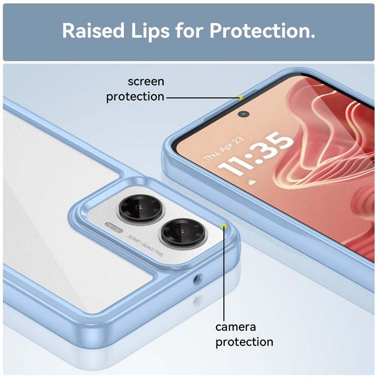 For Motorola Moto G35 5G Case TPU +Acrylic Protective Clear Phone Cover - Blue