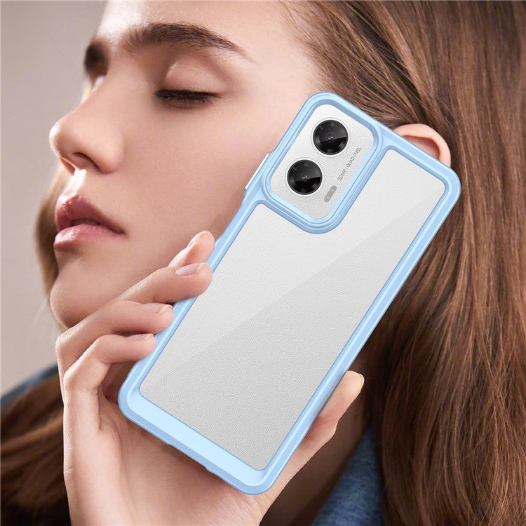 For Motorola Moto G35 5G Case TPU +Acrylic Protective Clear Phone Cover - Blue