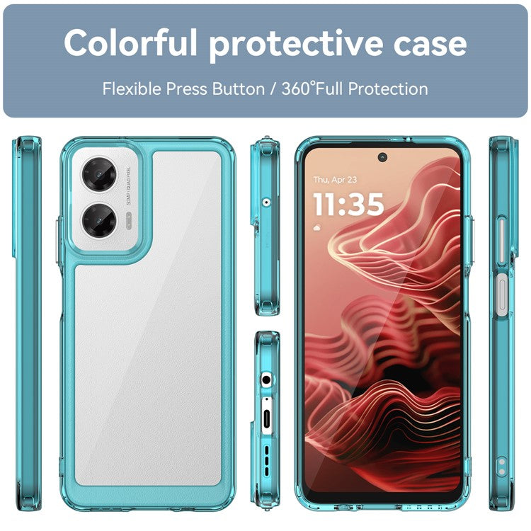 For Motorola Moto G35 5G Case TPU +Acrylic Protective Clear Phone Cover - Transparent Blue