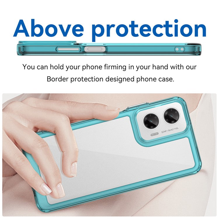 For Motorola Moto G35 5G Case TPU +Acrylic Protective Clear Phone Cover - Transparent Blue