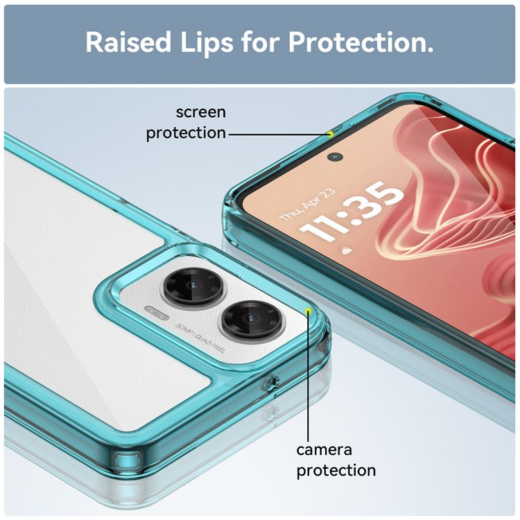For Motorola Moto G35 5G Case TPU +Acrylic Protective Clear Phone Cover - Transparent Blue