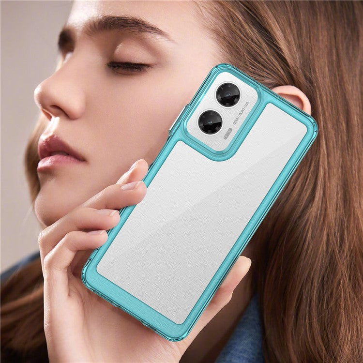 For Motorola Moto G35 5G Case TPU +Acrylic Protective Clear Phone Cover - Transparent Blue
