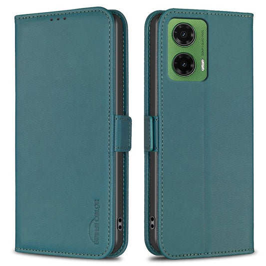 BINFEN COLOR BF31 For Motorola Moto G35 5G Case PU Leather Flip Folio Phone Wallet Cover - Green