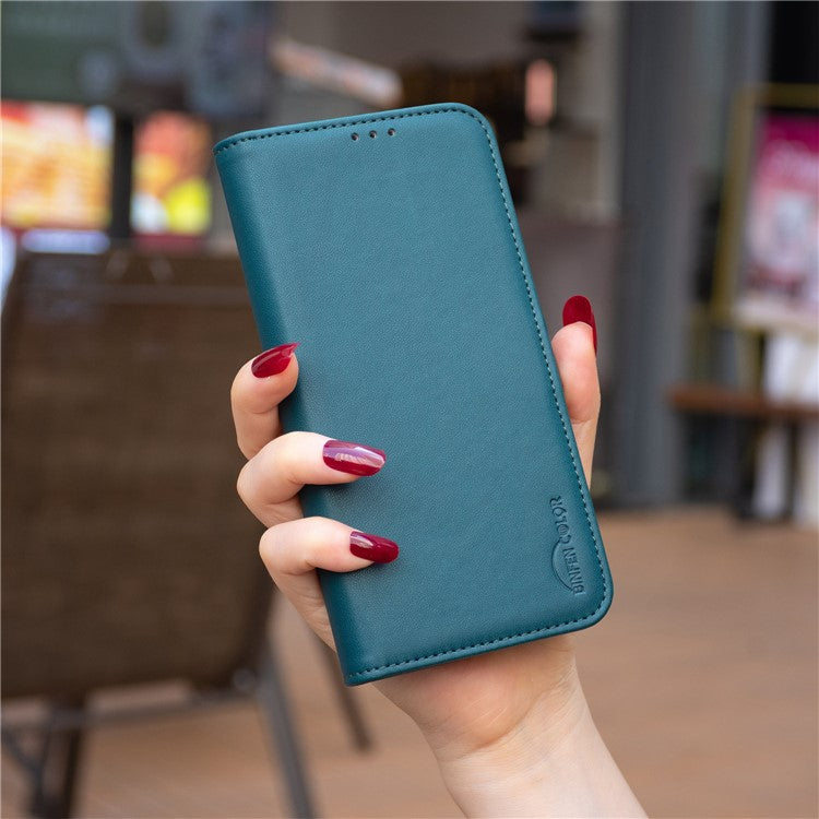BINFEN COLOR BF31 For Motorola Moto G35 5G Case PU Leather Flip Folio Phone Wallet Cover - Green