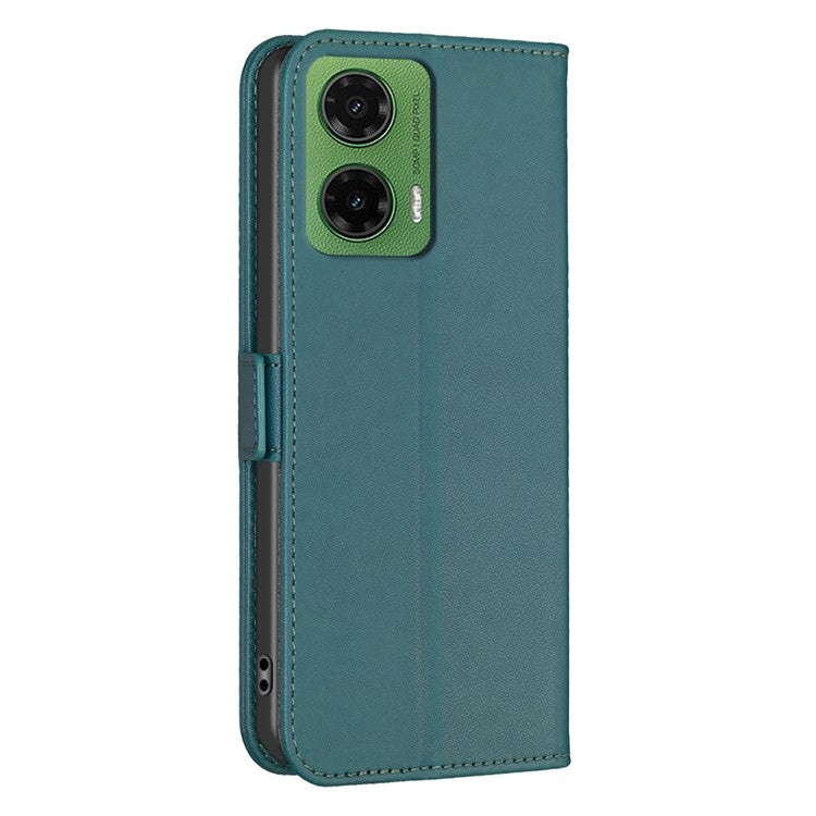 BINFEN COLOR BF31 For Motorola Moto G35 5G Case PU Leather Flip Folio Phone Wallet Cover - Green