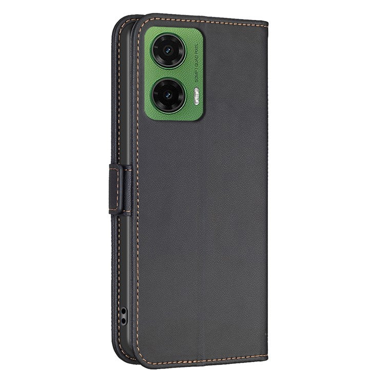 BINFEN COLOR BF31 For Motorola Moto G35 5G Case PU Leather Flip Folio Phone Wallet Cover - Black