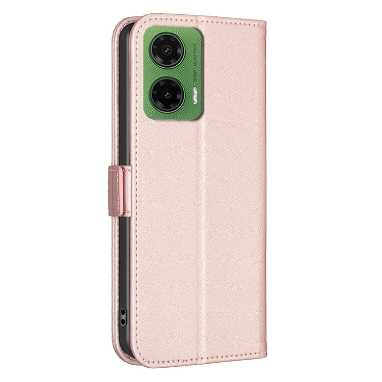 BINFEN COLOR BF31 For Motorola Moto G35 5G Case PU Leather Flip Folio Phone Wallet Cover - Pink