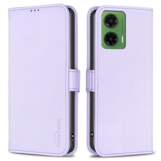 BINFEN COLOR BF31 For Motorola Moto G35 5G Case PU Leather Flip Folio Phone Wallet Cover - Purple