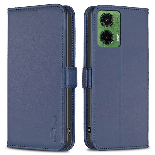 BINFEN COLOR BF31 For Motorola Moto G35 5G Case PU Leather Flip Folio Phone Wallet Cover - Blue