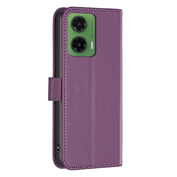 BINFEN COLOR BF17 For Motorola Moto G35 5G Case Wallet Folio Flip Leather Cover - Dark Purple