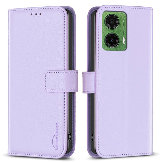 BINFEN COLOR BF17 For Motorola Moto G35 5G Case Wallet Folio Flip Leather Cover - Purple