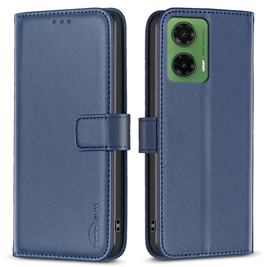 BINFEN COLOR BF17 For Motorola Moto G35 5G Case Wallet Folio Flip Leather Cover - Blue