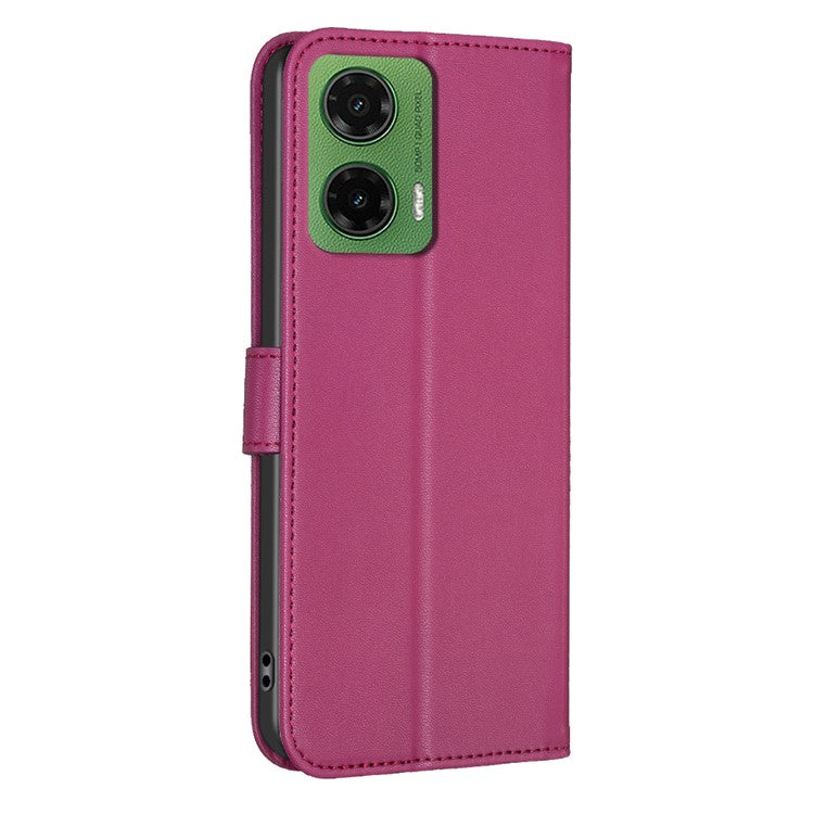 For Motorola Moto G35 5G Case Clover Pattern Wallet Stand View Leather Phone Cover - Rose