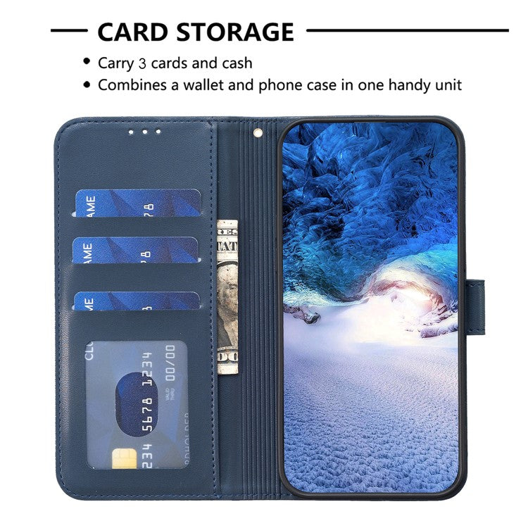 For Motorola Moto G35 5G Case Clover Pattern Wallet Stand View Leather Phone Cover - Blue