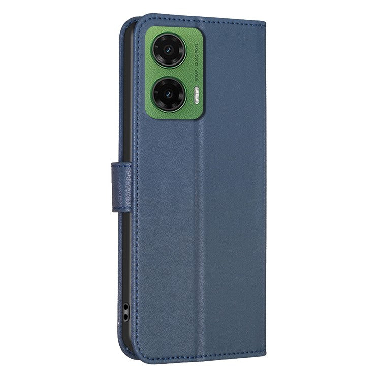 For Motorola Moto G35 5G Case Clover Pattern Wallet Stand View Leather Phone Cover - Blue