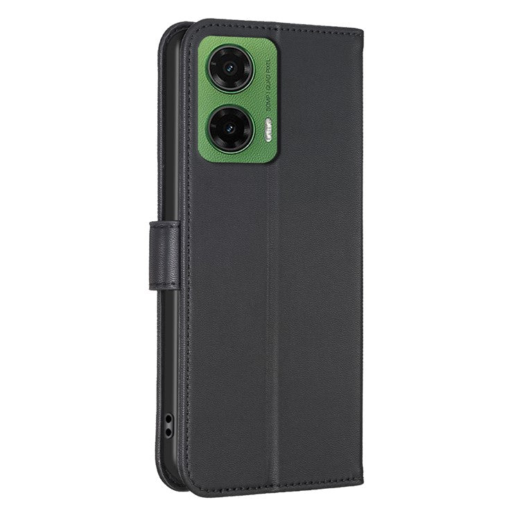 For Motorola Moto G35 5G Case Clover Pattern Wallet Stand View Leather Phone Cover - Black