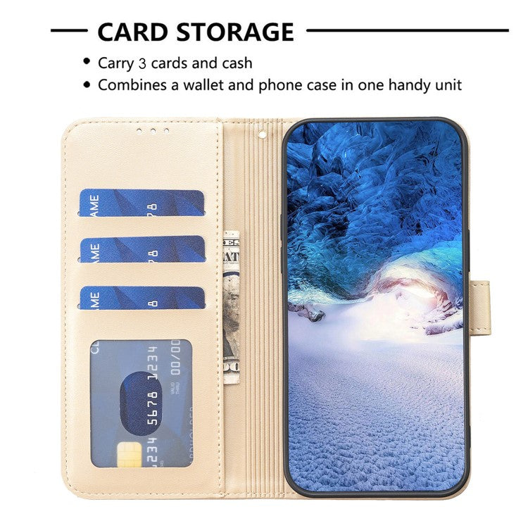 For Motorola Moto G35 5G Case Clover Pattern Wallet Stand View Leather Phone Cover - Gold