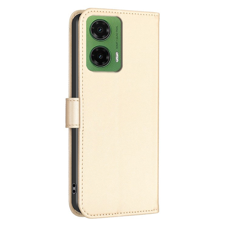 For Motorola Moto G35 5G Case Clover Pattern Wallet Stand View Leather Phone Cover - Gold