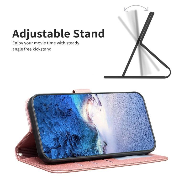 For Motorola Moto G35 5G Case Clover Pattern Wallet Stand View Leather Phone Cover - Pink