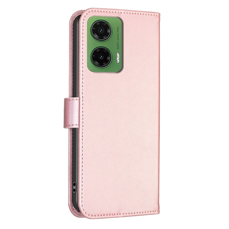 For Motorola Moto G35 5G Case Clover Pattern Wallet Stand View Leather Phone Cover - Pink