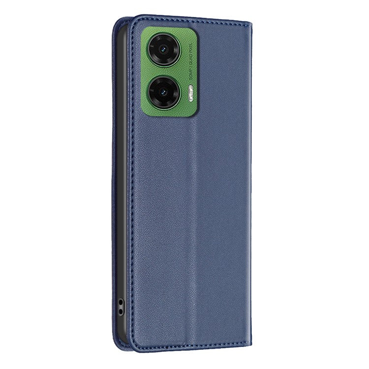 BINFEN COLOR BF18 For Motorola Moto G35 5G Leather Case Card Slots Phone Cover - Blue