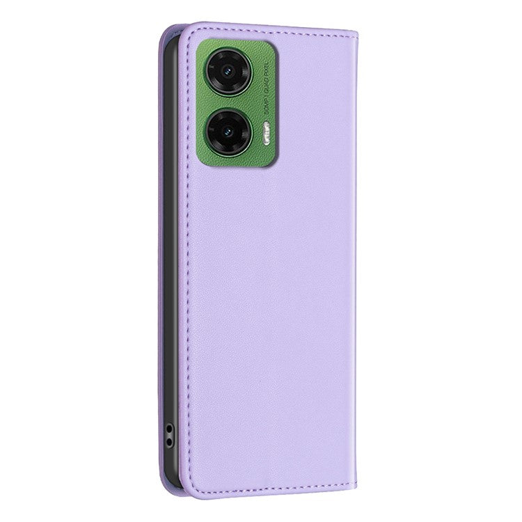 BINFEN COLOR BF18 For Motorola Moto G35 5G Leather Case Card Slots Phone Cover - Purple