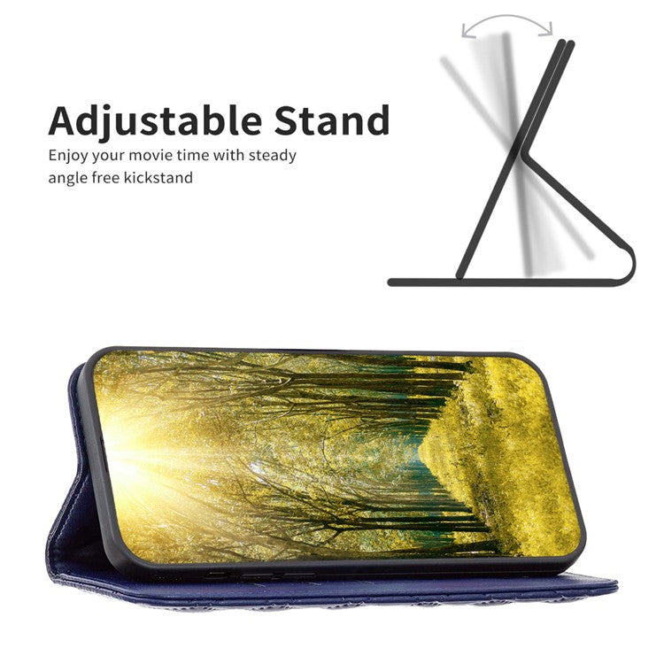 BINFEN COLOR BF Style-16 For Motorola Moto G35 5G Case Card Slots Rhombus Leather Cover - Blue