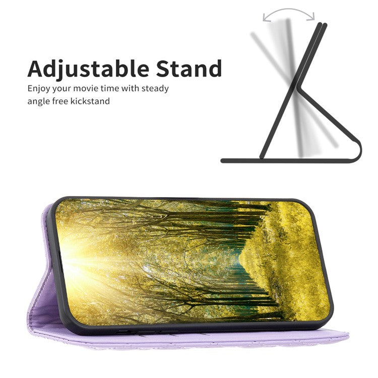 BINFEN COLOR BF Style-16 For Motorola Moto G35 5G Case Card Slots Rhombus Leather Cover - Purple