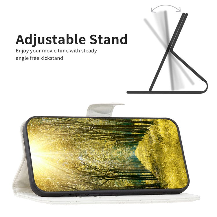BINFEN COLOR BF Style-14 For Motorola Moto G35 5G Case Rhombus Phone Leather Cover Stand - White