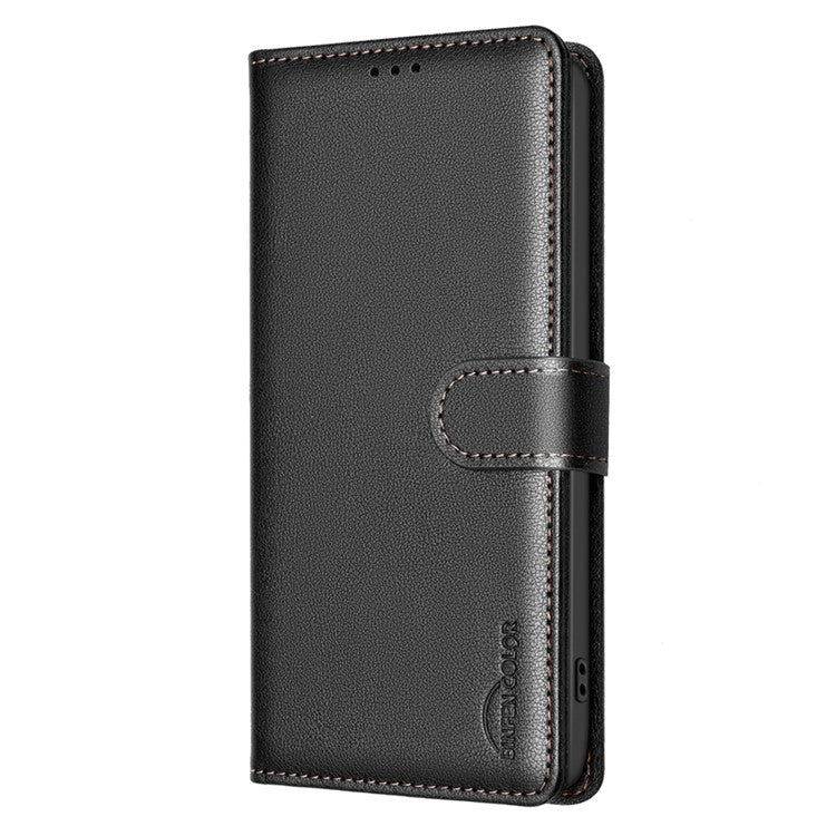 BINFEN COLOR BF32 For Motorola Moto G35 5G Leather Case Wallet RFID Blocking Phone Cover - Black