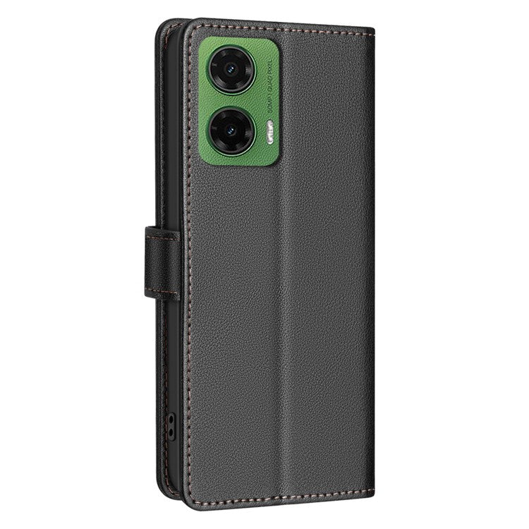 BINFEN COLOR BF32 For Motorola Moto G35 5G Leather Case Wallet RFID Blocking Phone Cover - Black