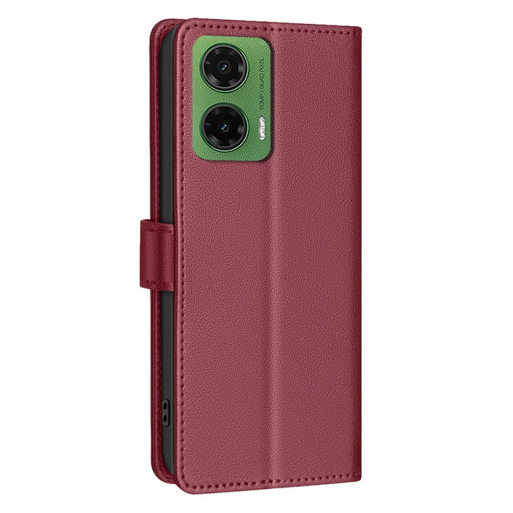 BINFEN COLOR BF32 For Motorola Moto G35 5G Leather Case Wallet RFID Blocking Phone Cover - Red