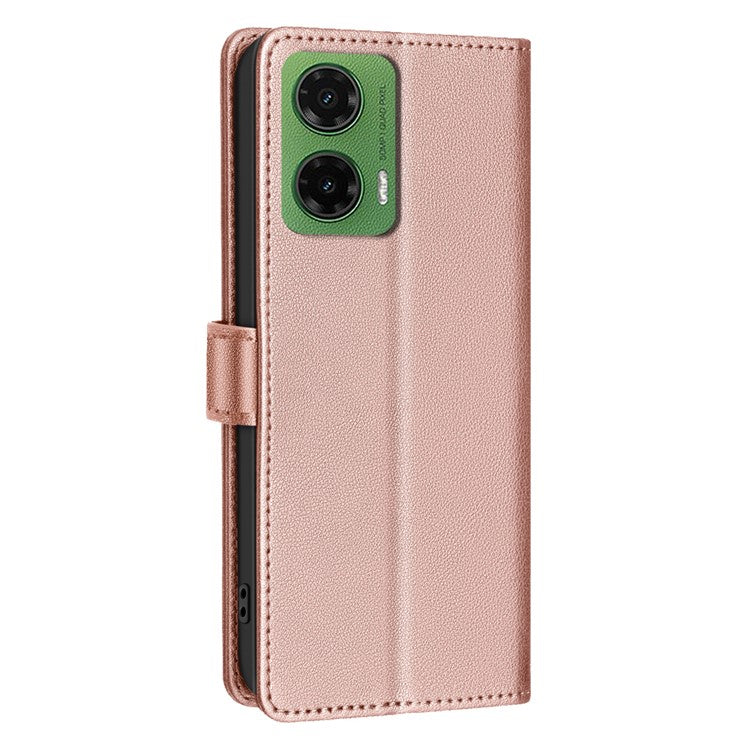 BINFEN COLOR BF32 For Motorola Moto G35 5G Leather Case Wallet RFID Blocking Phone Cover - Rose Gold