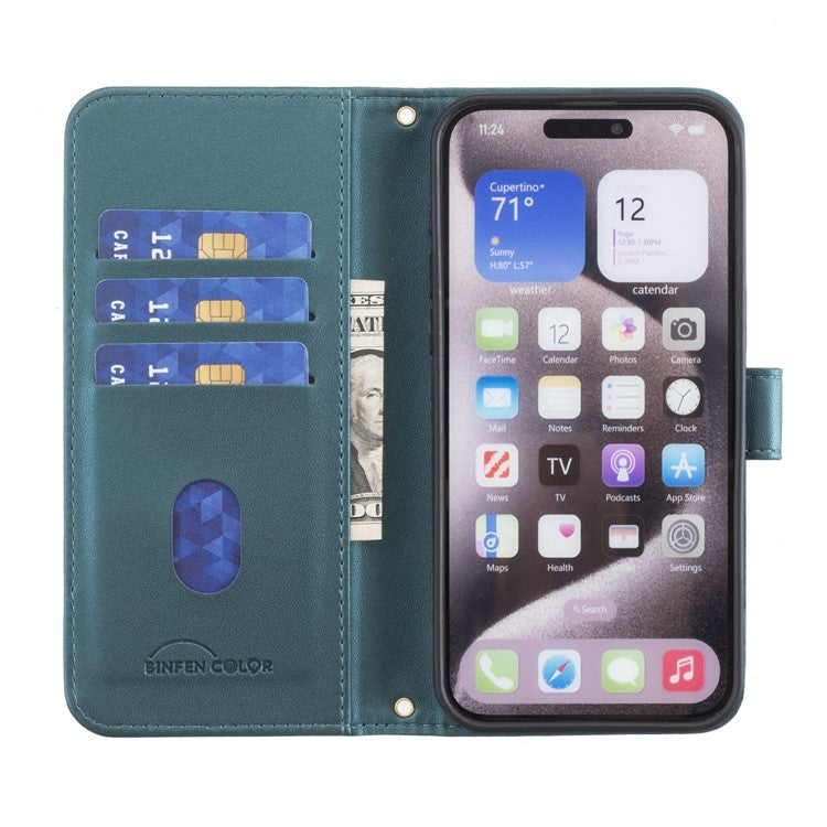 BINFEN COLOR BF34 for Motorola Moto G35 5G Leather Case Wallet Square Grid Phone Cover - Green