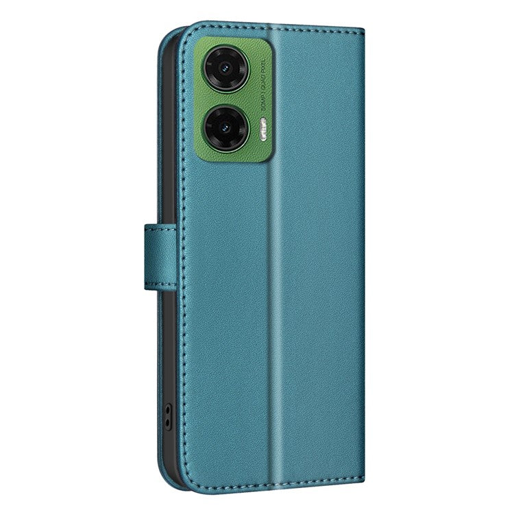 BINFEN COLOR BF34 for Motorola Moto G35 5G Leather Case Wallet Square Grid Phone Cover - Green