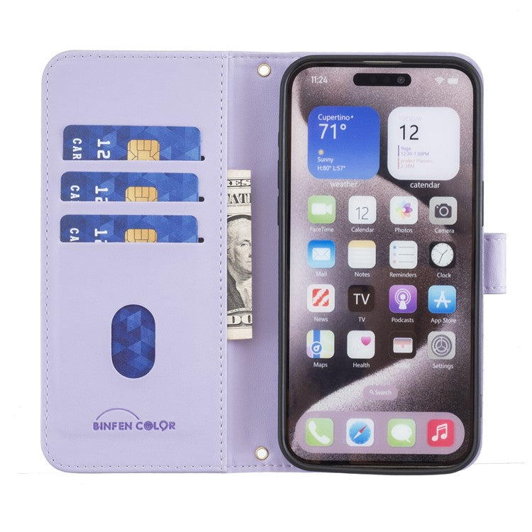 BINFEN COLOR BF34 for Motorola Moto G35 5G Leather Case Wallet Square Grid Phone Cover - Light Purple