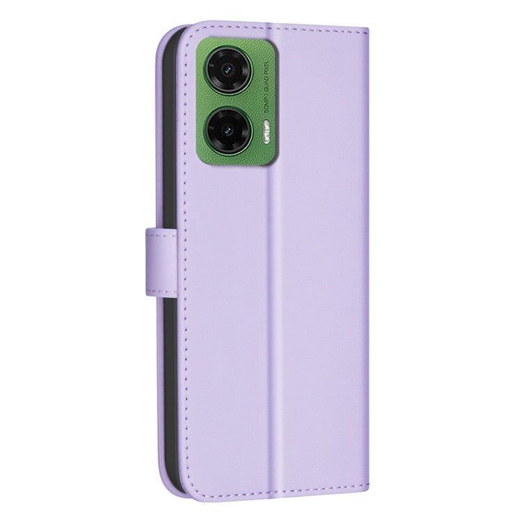 BINFEN COLOR BF34 for Motorola Moto G35 5G Leather Case Wallet Square Grid Phone Cover - Light Purple