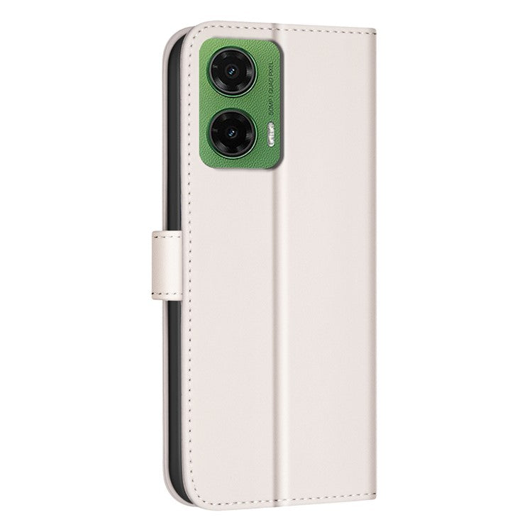 BINFEN COLOR BF34 for Motorola Moto G35 5G Leather Case Wallet Square Grid Phone Cover - Beige