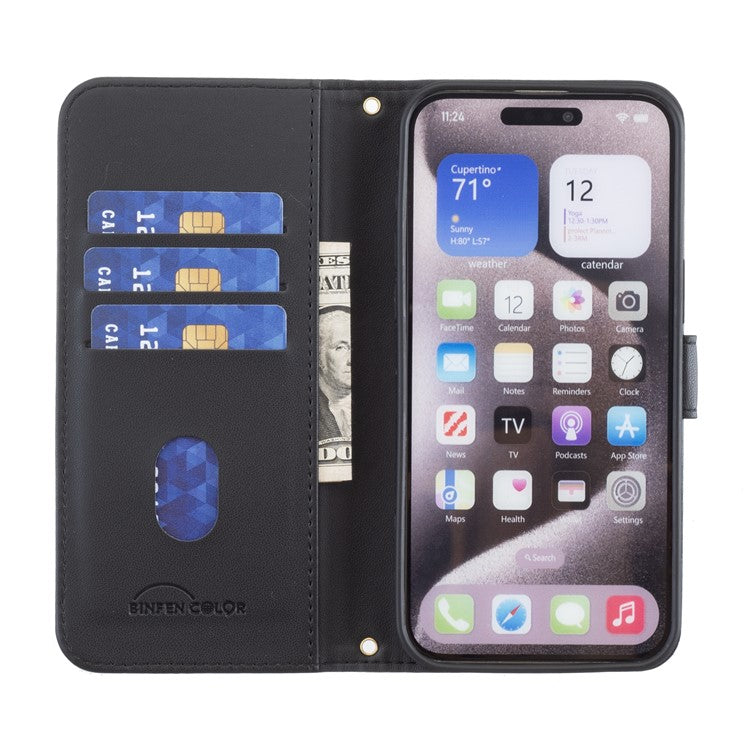 BINFEN COLOR BF34 for Motorola Moto G35 5G Leather Case Wallet Square Grid Phone Cover - Black