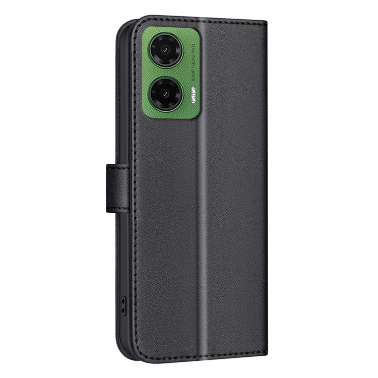 BINFEN COLOR BF34 for Motorola Moto G35 5G Leather Case Wallet Square Grid Phone Cover - Black