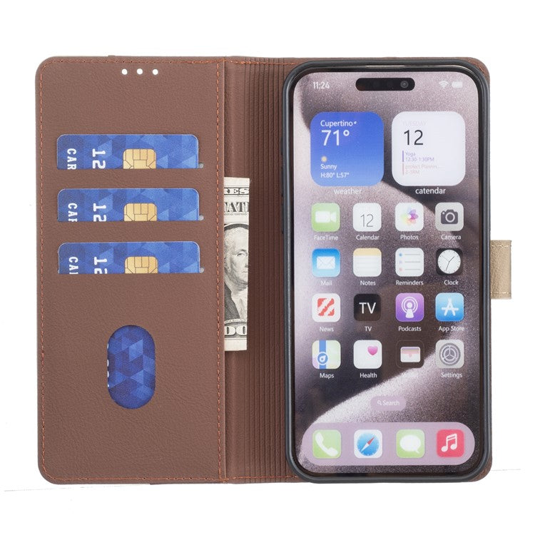 BINFEN COLOR BF33 for Motorola Moto G35 5G Leather Case Splicing Color RFID Blocking - Brown