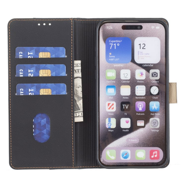 BINFEN COLOR BF33 for Motorola Moto G35 5G Leather Case Splicing Color RFID Blocking - Black