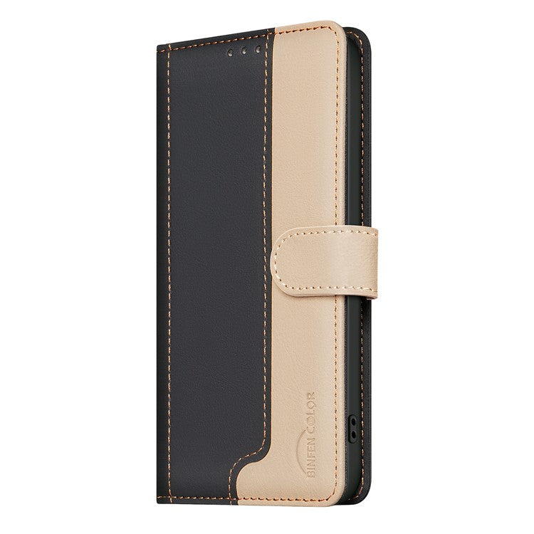 BINFEN COLOR BF33 for Motorola Moto G35 5G Leather Case Splicing Color RFID Blocking - Black