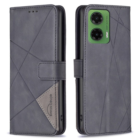 BINFEN COLOR BF05 For Motorola Moto G35 5G Case Leather Phone Cover Wallet Stand - Black