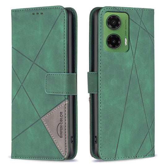 BINFEN COLOR BF05 For Motorola Moto G35 5G Case Leather Phone Cover Wallet Stand - Green