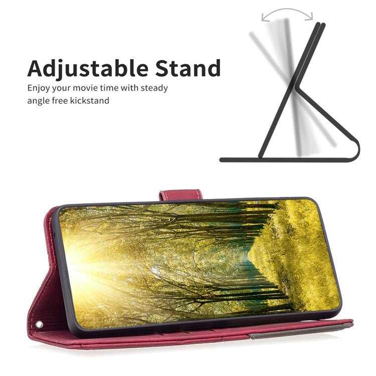 BINFEN COLOR BF05 For Motorola Moto G35 5G Case Leather Phone Cover Wallet Stand - Red